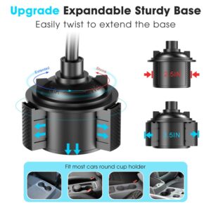 USBERG Cup Holder Mobile Phone Holder, Upgraded Universal Cup Holder, Adjustable, Expandable Base, Suitable for car Trucks, Compatible with iPhone, Samsung, Google, and All Phones