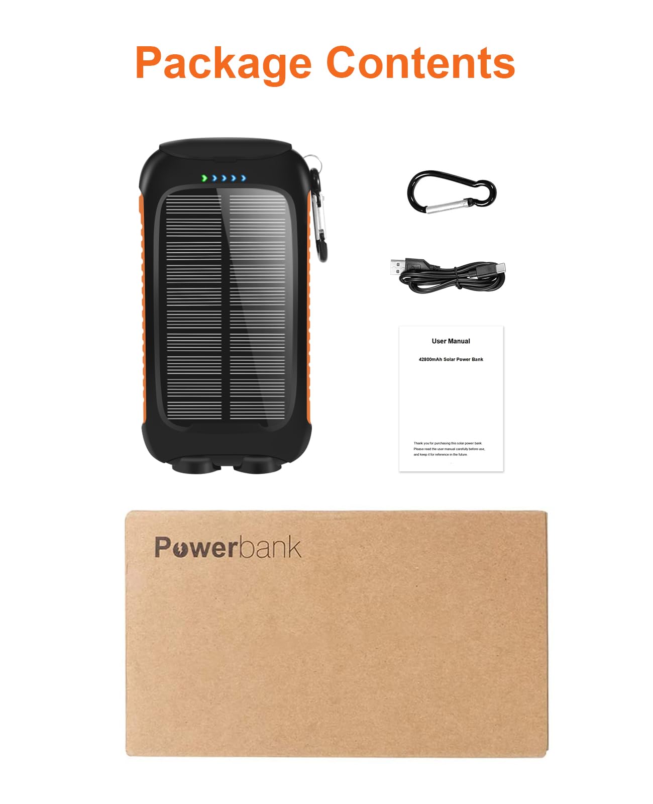 𝟮𝟬𝟮4 𝙐𝙥𝙜𝙧𝙖𝙙𝙚 Solar Power Bank, Solar Charger, 38800mAh Outdoor Portable Charger, External Battery Pack 5V/3.1A Fast Charger Type C Ports with LED Flashlights, Perfect for Travel Camping