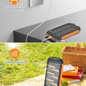 𝟮𝟬𝟮4 𝙐𝙥𝙜𝙧𝙖𝙙𝙚 Solar Power Bank, Solar Charger, 38800mAh Outdoor Portable Charger, External Battery Pack 5V/3.1A Fast Charger Type C Ports with LED Flashlights, Perfect for Travel Camping