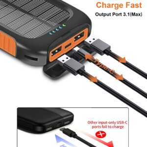 𝟮𝟬𝟮4 𝙐𝙥𝙜𝙧𝙖𝙙𝙚 Solar Power Bank, Solar Charger, 38800mAh Outdoor Portable Charger, External Battery Pack 5V/3.1A Fast Charger Type C Ports with LED Flashlights, Perfect for Travel Camping