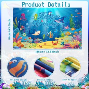 Capoda 143 Pcs Sea Party Supplies Birthday Backdrop Ocean Animal Balloons Ocean Theme Birthday Party Decorations Ocean Balloons Background Banner for Ocean Beach Underwater Birthday Decor