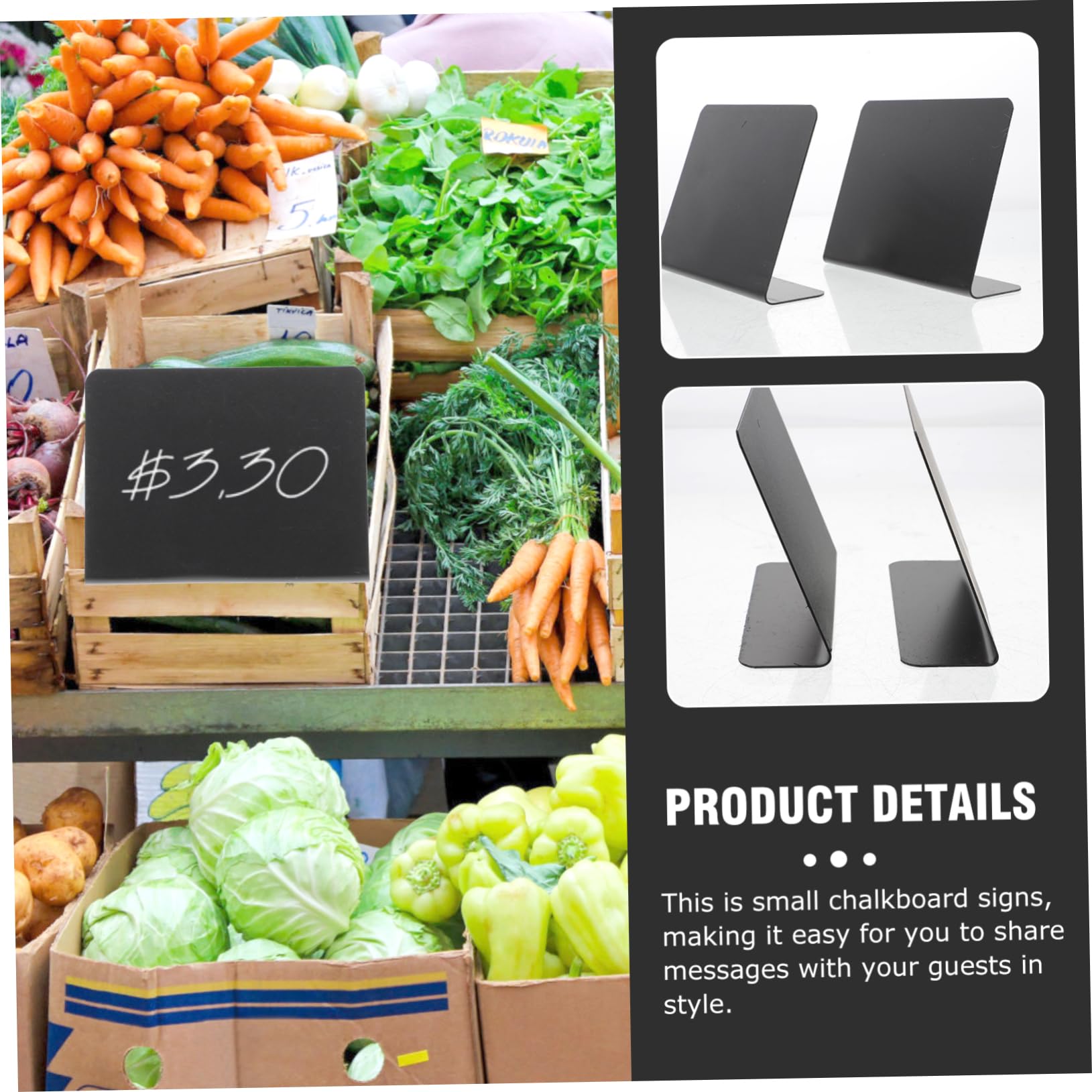 Operitacx Desktop Easel 16pcs Supermarket Label Blackboard Table Fruits and Vegetables Plastic Child Kids Tabletop Easel