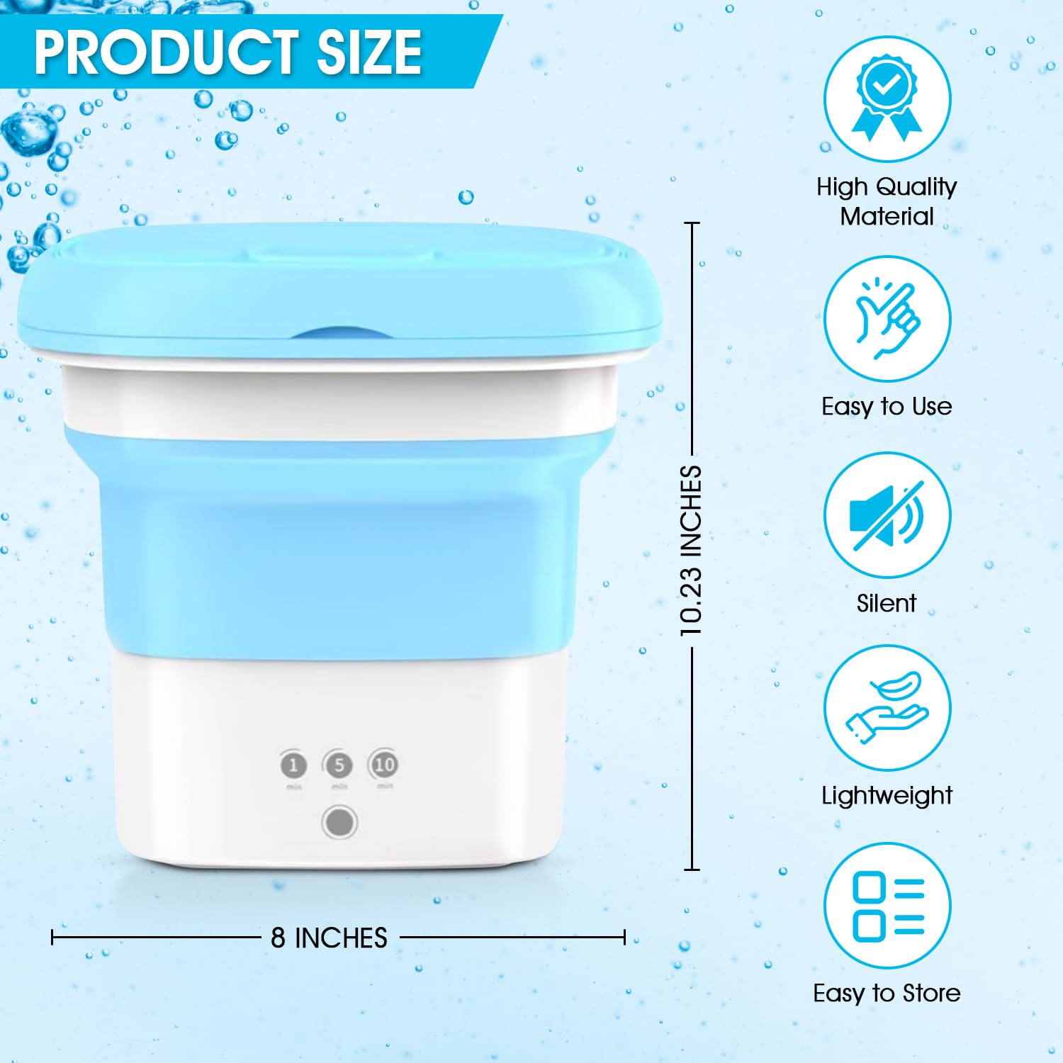 New Jalisco Portable Washing Machine, Foldable Mini Washing Machine, Small Washer for Baby Clothes, Underwear, or Small Items, Excellent Choice for Apartment, Dorm, Camping, RV (Blue)