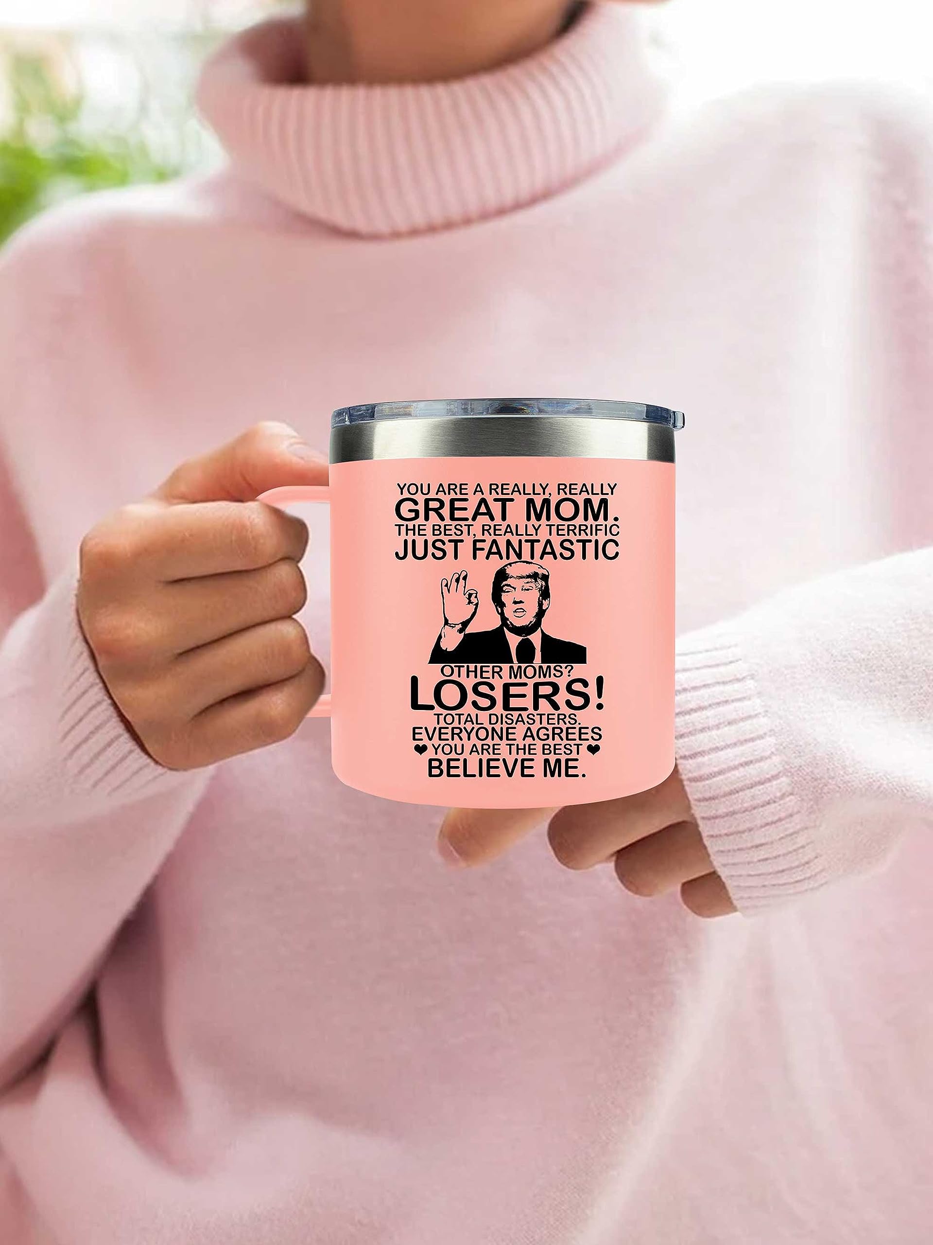 Mothers Day Gifts for Mom - Mothers Day Gifts from Daughter, Son, Kids - Funny Gifts for Women, Wife - Mother Gifts - Mom Birthday Gifts - Birthday Gifts for Mom - Present for Mom Mug 14oz, Pink