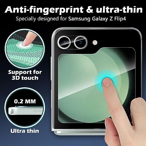 imluckies [2+2 Camera Lens Protector for Samsung Galaxy Z Flip 5 (2023) with Upgrade 9H Tempered Glass Front Screen Protector, HD Clear Anti-Scratch Camera Screen Protective Flims, Clear
