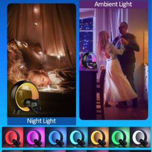 Smart Night Light for Kids,Wake Up Light Sunrise Alarm Clock,Ambient Light & Sleep Assistant 15 Soothing Sounds Baby Night Light,App,Bluetooth Speaker,Bedside Lamp,Timer,Remote Control,Ideal for GIF