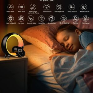 Smart Night Light for Kids,Wake Up Light Sunrise Alarm Clock,Ambient Light & Sleep Assistant 15 Soothing Sounds Baby Night Light,App,Bluetooth Speaker,Bedside Lamp,Timer,Remote Control,Ideal for GIF