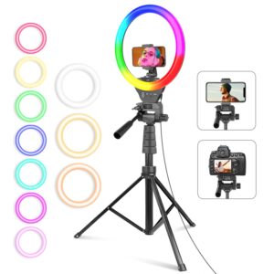 ubeesize 12'' rgb selfie ring light with 62’’ tripod stand for video recording＆live streaming(youtube, instagram, tik tok), compatible with phones, cameras and webcams