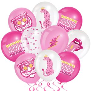48 pieces preppy hot pink y2k party balloons, 12 inch latex pink party balloon smile face retro tiger leopard lip prints balloons for girls kid birthday early 2000s party decoration supplies