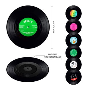 Coasters for Drinks with Gift Box Retro Disk Vinyl Record CD Coasters Set of 6 Non-Slip and Perfect for Restaurant/Bar/Party/Cake Decoration