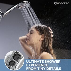 HOPOPRO High Pressure Shower Head with Handheld 7 Spray Settings Detachable Shower Head Built-in Power Spray to Clean Corner Tub and Pets, Extra Long Stainless Steel Hose & Adjustable Bracket