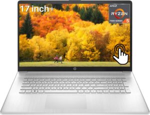 hp 2023 newest touchscreen business laptop, 17.3 inch hd+ display, amd ryzen 5 7530u processor(beats i7-1165g7), 16gb ram, 1tb ssd, wi-fi 6, anti-glare, webcam, windows 11 home, bundle with jawfoal