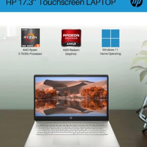 HP 2023 Newest Touchscreen Business Laptop, 17.3 Inch HD+ Display, AMD Ryzen 5 7530U Processor(Beats i7-1165G7), 16GB RAM, 1TB SSD, Wi-Fi 6, Anti-Glare, Webcam, Windows 11 Home, Bundle with JAWFOAL