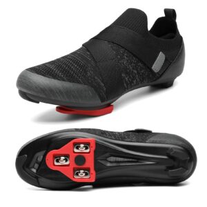 unisex cycling shoes compatible with peloton bike & spd indoor road riding biking bike shoes with delta cleats included for men women black m5.5 x