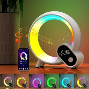 smart night light for kids,wake up light sunrise alarm clock,ambient light & sleep assistant white noise sound machine baby night light,app,bluetooth speaker,snooze,timer,remote control,ideal for gift