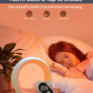 Smart Night Light for Kids,Wake Up Light Sunrise Alarm Clock,Ambient Light & Sleep Assistant White Noise Sound Machine Baby Night Light,App,Bluetooth Speaker,Snooze,Timer,Remote Control,Ideal for Gift