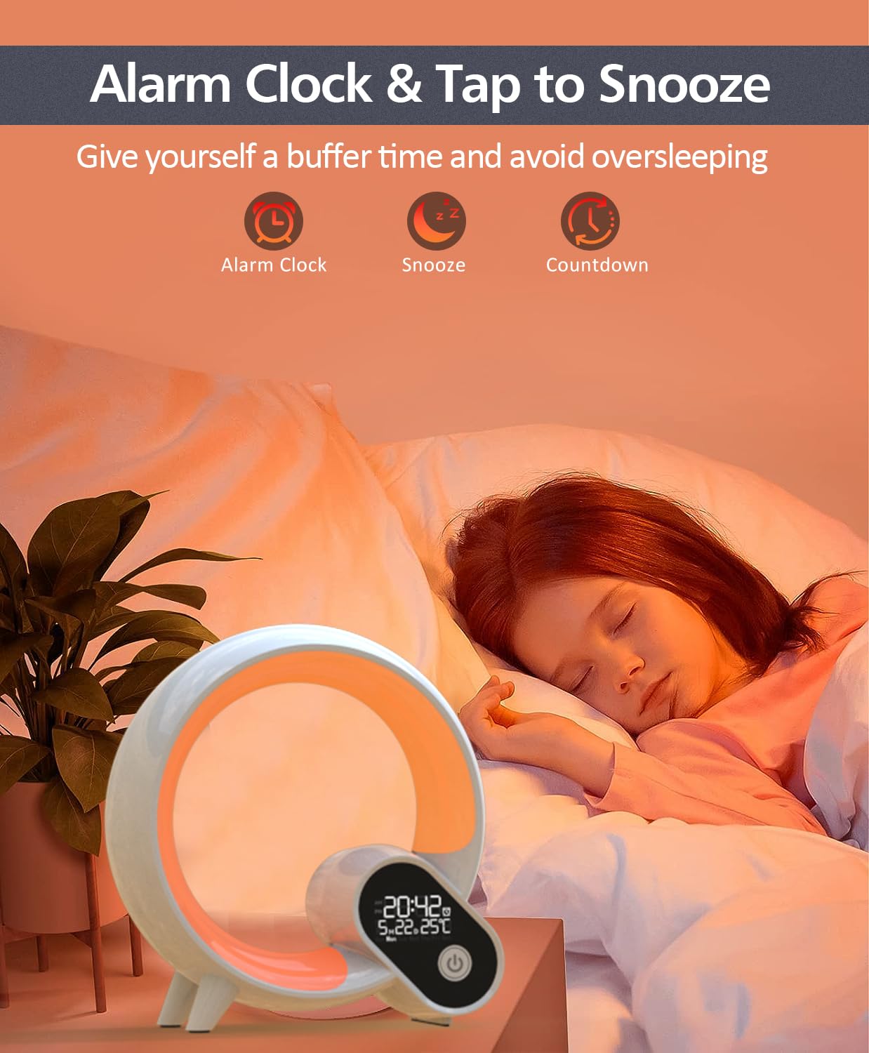 Smart Night Light for Kids,Wake Up Light Sunrise Alarm Clock,Ambient Light & Sleep Assistant White Noise Sound Machine Baby Night Light,App,Bluetooth Speaker,Snooze,Timer,Remote Control,Ideal for Gift