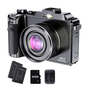 vlogging camera 4k 48mp digital camera autofocus cameras for photography with 18x digital zoom point and shoot camera with 64gb tf card 4k digital camera 2 batteries and charger