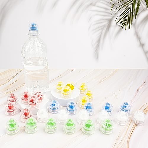 Amviner 30PCS 28mm Push Pull Cap, Replacement Water Bottle Flip Tops with Seal Tab for Smart Bottles or Soda Water Bottles