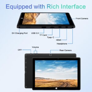 BINTEC 10.1 Inch 16G Windows 11pro 2-in-1 Thin and Light Dual-Camera Tablet with Touch Screen, 1920×1080IPS, Equipped with Bluetooth 4.2 with Magnetic Keyboard (Black/960G SSD)