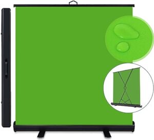 wasjoye green screen background with stand, portable collapsible chroma key backdrop, auto-locking wrinkle-resistant photography background for video, live game, studio, black case, 6.5 x 5 ft