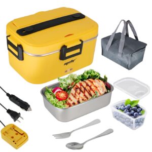 witlight electric lunch box, mellif compatible with dewalt 20v max battery (not included) 75w 62oz(1.8l) food heater 110v/12v/24v for home/truck/jobsite, leak-proof portable heated lunch kit