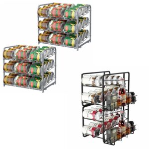 bty can organizer stackable 4 pack, storage rack stacking can dispensers for kitchen cabinet, countertop, refrigerator