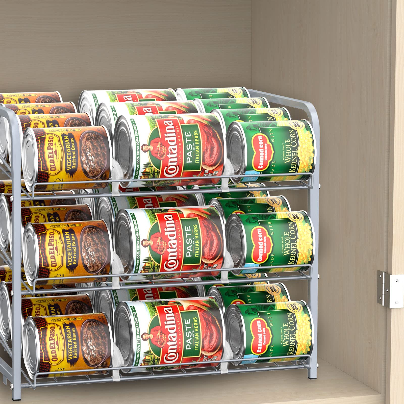 BTY Can Organizer Stackable 4 Pack, Storage Rack Stacking Can Dispensers for Kitchen Cabinet, Countertop, Refrigerator