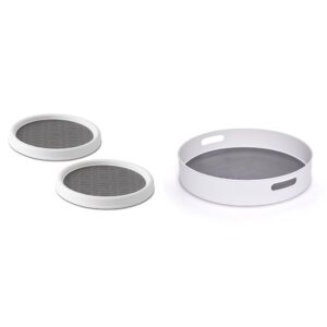 copco non-skid pantry cabinet lazy susan turntables, 9-inch, white/gray (set of 2)