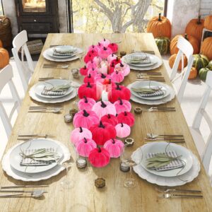 Thyle 24 Pcs Pink Faux Velvet Pumpkins Pink Home Fall Decoration Fabric Pumpkins Velvet Foam Pumpkins for Thanksgiving Harvest Wedding Baby Shower Farmhouse Table Centerpiece