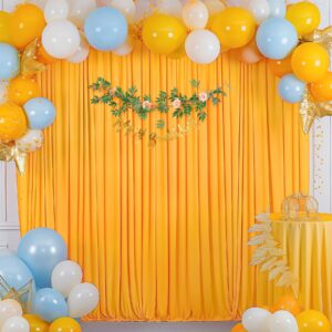 10x10 marigold backdrop curtain for parties wrinkle free orange photo curtains backdrop drapes fabric decoration for wedding birthday party baby shower 5ft x 10ft,2 panels