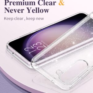 GVIEWIN Bundle - Compatible with Samsung Galaxy S23 Case (Glitter) + Magnetic Phone Ring Holder (Glitter/Silver)