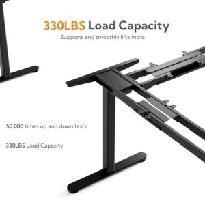 Claiks Triple Motor 63" L Shaped Standing Desk with Drawers, Electric Standing Desk Adjustable Height, Corner Stand up Desk with Splice Board, Black Frame/Rustic Brown Top