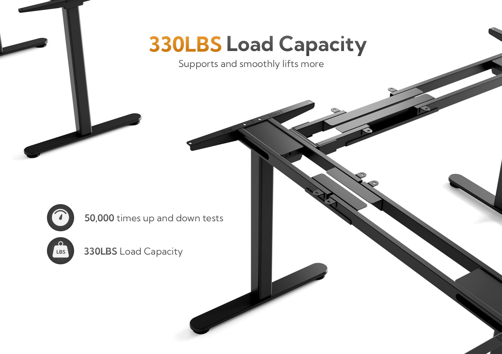 Claiks Triple Motor 63" L Shaped Standing Desk with Drawers, Electric Standing Desk Adjustable Height, Corner Stand up Desk with Splice Board, Black Frame/Rustic Brown Top