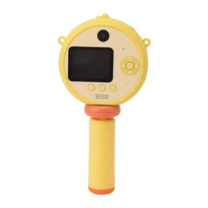 fdit kids camera abs silicone girls artificial swag kids video camera with stand for 3‑12 years old (yellow)