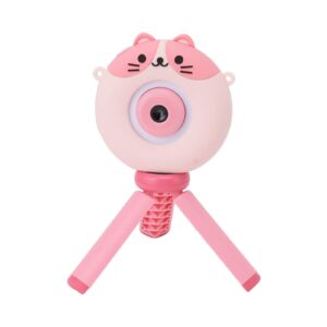 fdit kids camera abs silicone girls artificial swag kids video camera with stand for 3‑12 years old (pink)
