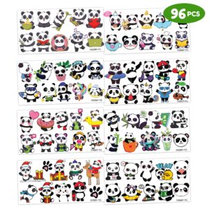 Panda Temporary Tattoos for Kids Themed Panda Birthday Party Supplies, Decorations, and Gifts for Kids Super Cute 96PCS Tattoos Stickers for Girls and Boys, Classroom Prizes, Christmas Fun