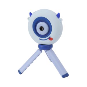 fdit kids camera abs silicone girls artificial swag kids video camera with stand for 3‑12 years old (blue)