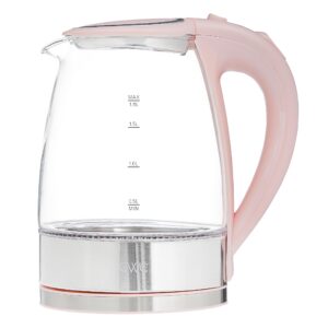 cook with color glass electric kettle 1.8l - rapid boil, sleek design, and safety features - great for quick and easy, blush