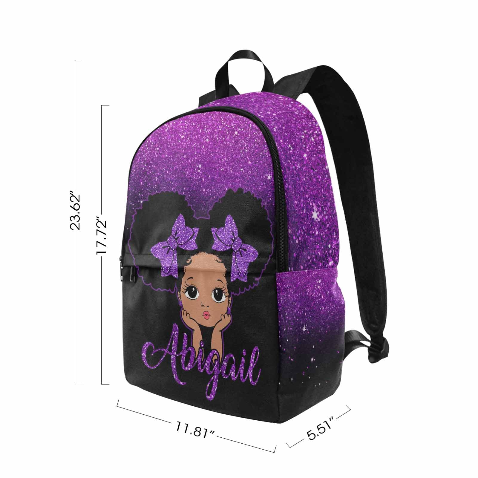 InterestPrint Personalized Schoolbag Set for Daughter from Mom, Custom Purple Glitter Shoulders Bag Customized Name Backpack Lunchbox Set Casual Daypack for Teenagers