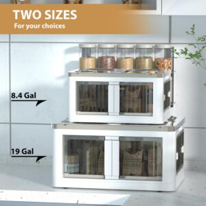 ENLOY Storage Bin with Lids, 3 Pack 8.4 Gal Plastic Storage Bins for Closet Organizer, Stackable Storage Bin with Lid and Five Open Doors, Collapsible Storage Bin for Living Room & BedRoom with Wheel