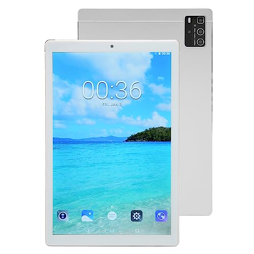 fannay 10.1 Inch HD Tablet, Support 4G Call, 6000mAh HD Tablet, USB C Port, Octa Core Processor, US Plug 100-240V for Study and Entertainment (Silver)