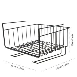 Under Cabinet Storage Shelf, Durable Rust Proof Metal Hanging Wire Basket for Kitchen Office Cabinet (Black)