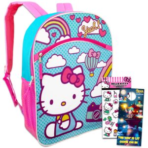 hello kitty backpack for girls - bundle with 16” hello kitty school backpack with front pocket, hello kitty stickers, more | hello kitty backpack for school