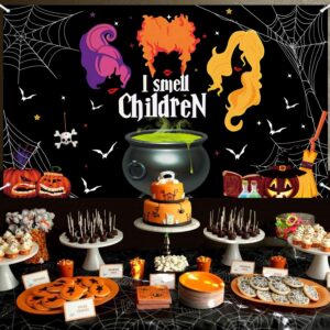 Halloween Hocus Pocus Decorations Party Supplies Banner, Extra Large Witch Sisters Backdrop for Indoor Outdoor Photo Booth Props Video Decor, 73" X 43.3"