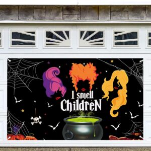 Halloween Hocus Pocus Decorations Party Supplies Banner, Extra Large Witch Sisters Backdrop for Indoor Outdoor Photo Booth Props Video Decor, 73" X 43.3"