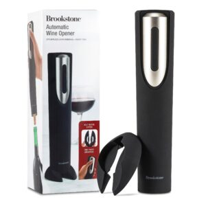 brookstone electric wine opener & foil cutter with stand, automatic wine bottle opener, battery operated corkscrew opener, kitchen, wine gifts for men