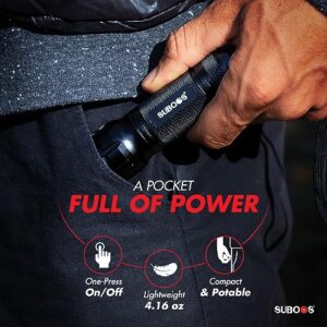 SUBOOS PocketPower LED Flashlight, High Lumens Flash Lights Battery Powered, Small Flashlights Powerful, Waterproof, Mini Flashlight for Home, Camping, Emergency, Batteries Included