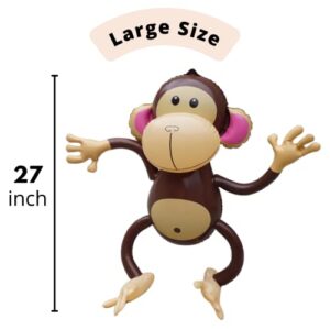 4E's Novelty Inflatable Monkeys (2 Pack) 27 Inch Large Monkeys Inflatables for Jungle Decor, Safari Jungle Birthday Decorations, Kids Animal Party Supplies, Baby Shower Favors