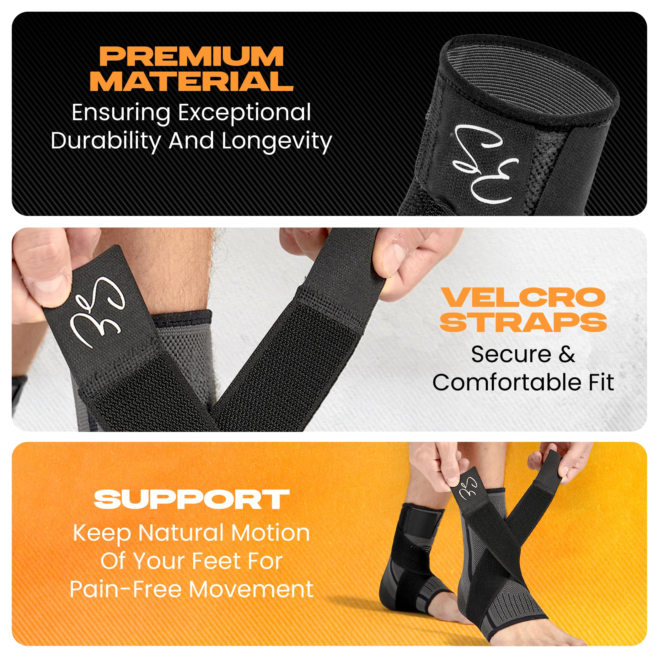 Special Essentials 1 Pair Ankle Brace with Ankle Strap for Men & Women: Plantar Fasciitis Relief, Ankle Support, Neuropathy Pain Relief, Achilles Tendonitis, Ankle/Foot Compression Sleeve Wrap